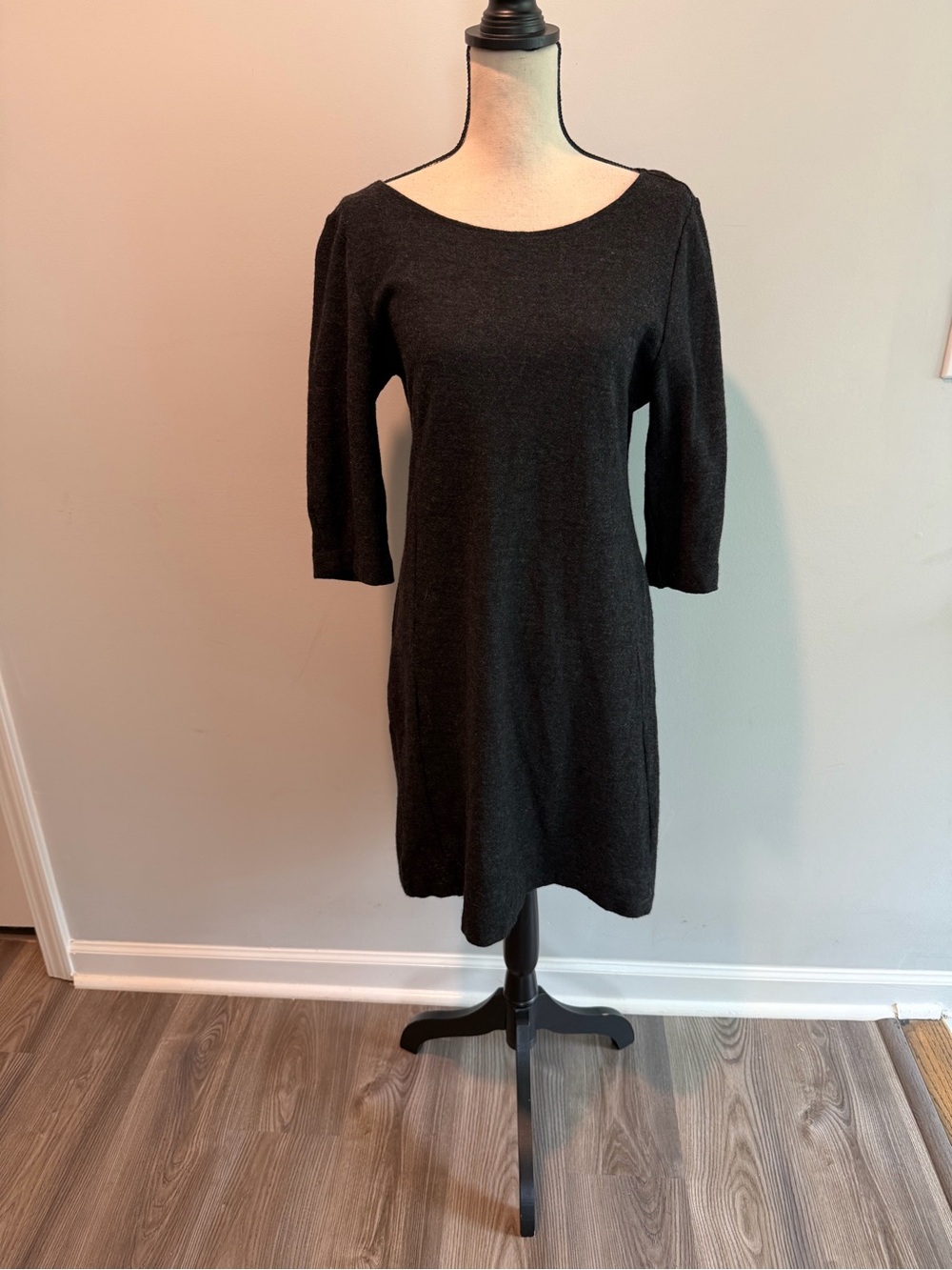 Eileen Fisher Charcoal Gray 100% Wool Sweater Dress Women’s size Medium